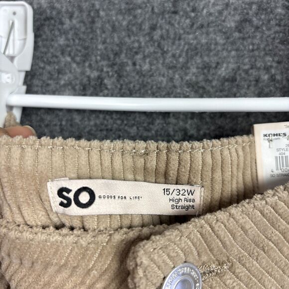 SO Straight Corduroy Pants Womens Size 15 / 32 W Brown - Picture 3 of 12